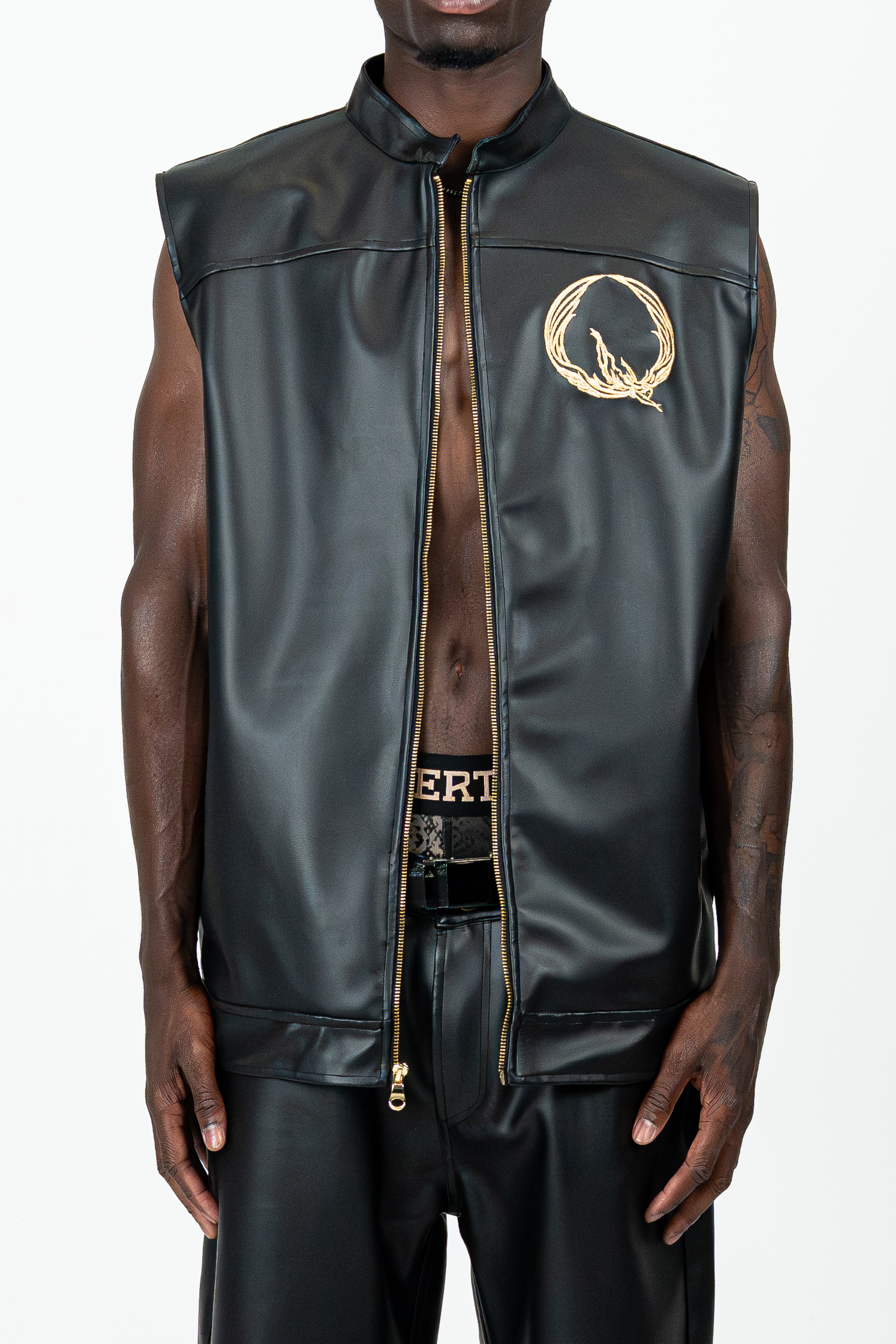 BLACK VEGAN LEATHER VEST