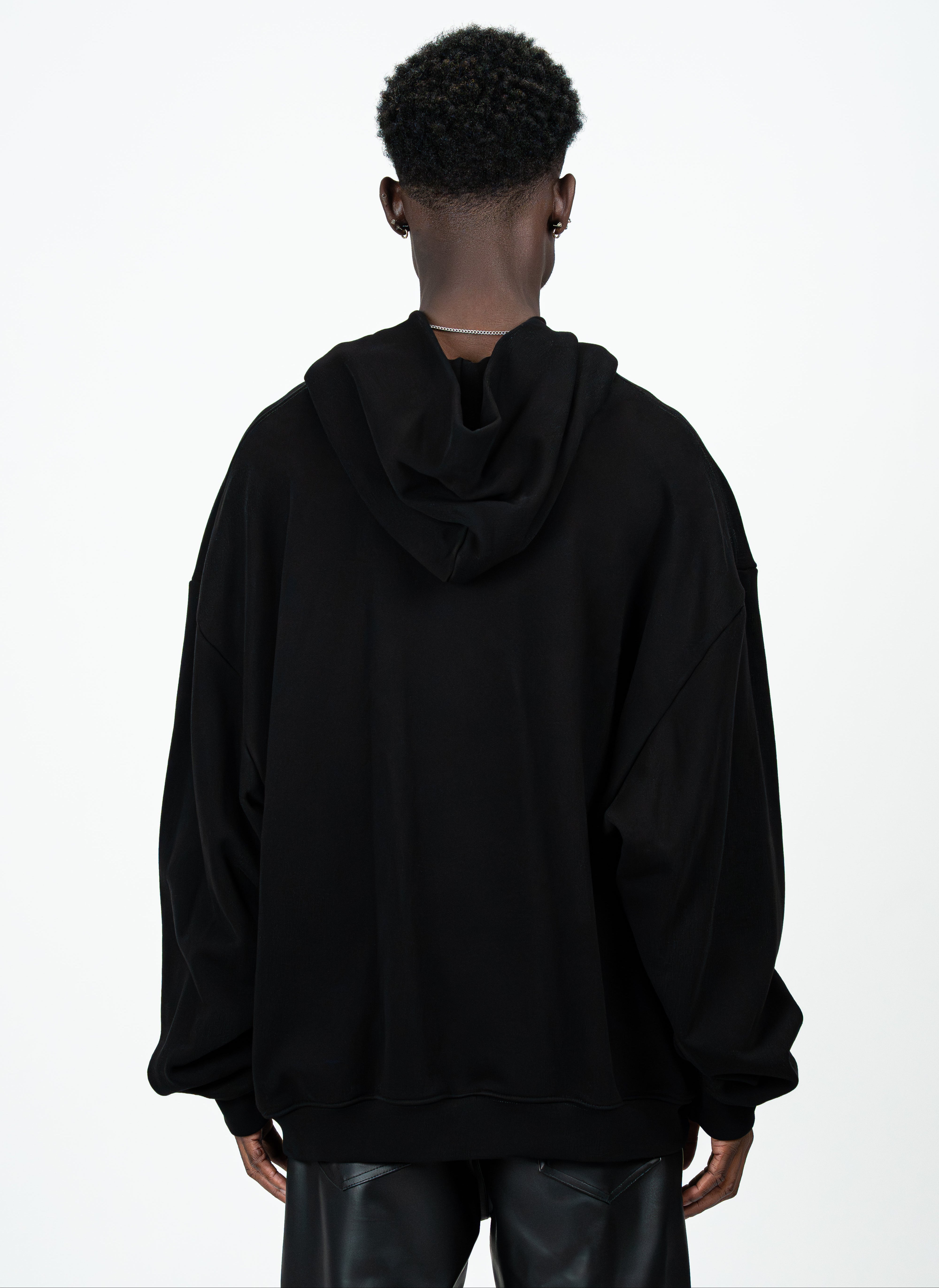 GOLD METALLIC THREAD LOGO OVERSIZED HOODIE