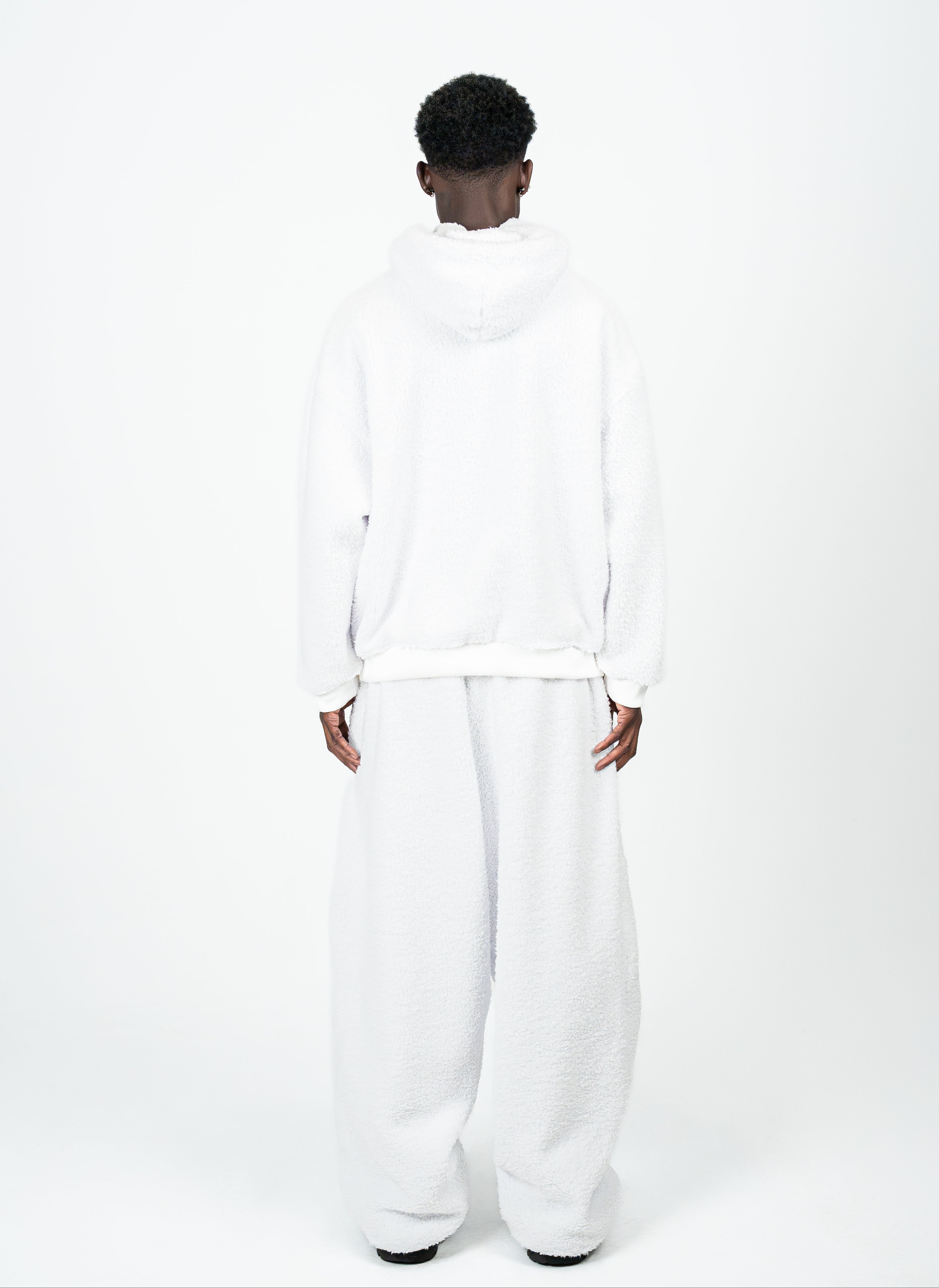 WHITE SHERPA SWEATPANTS