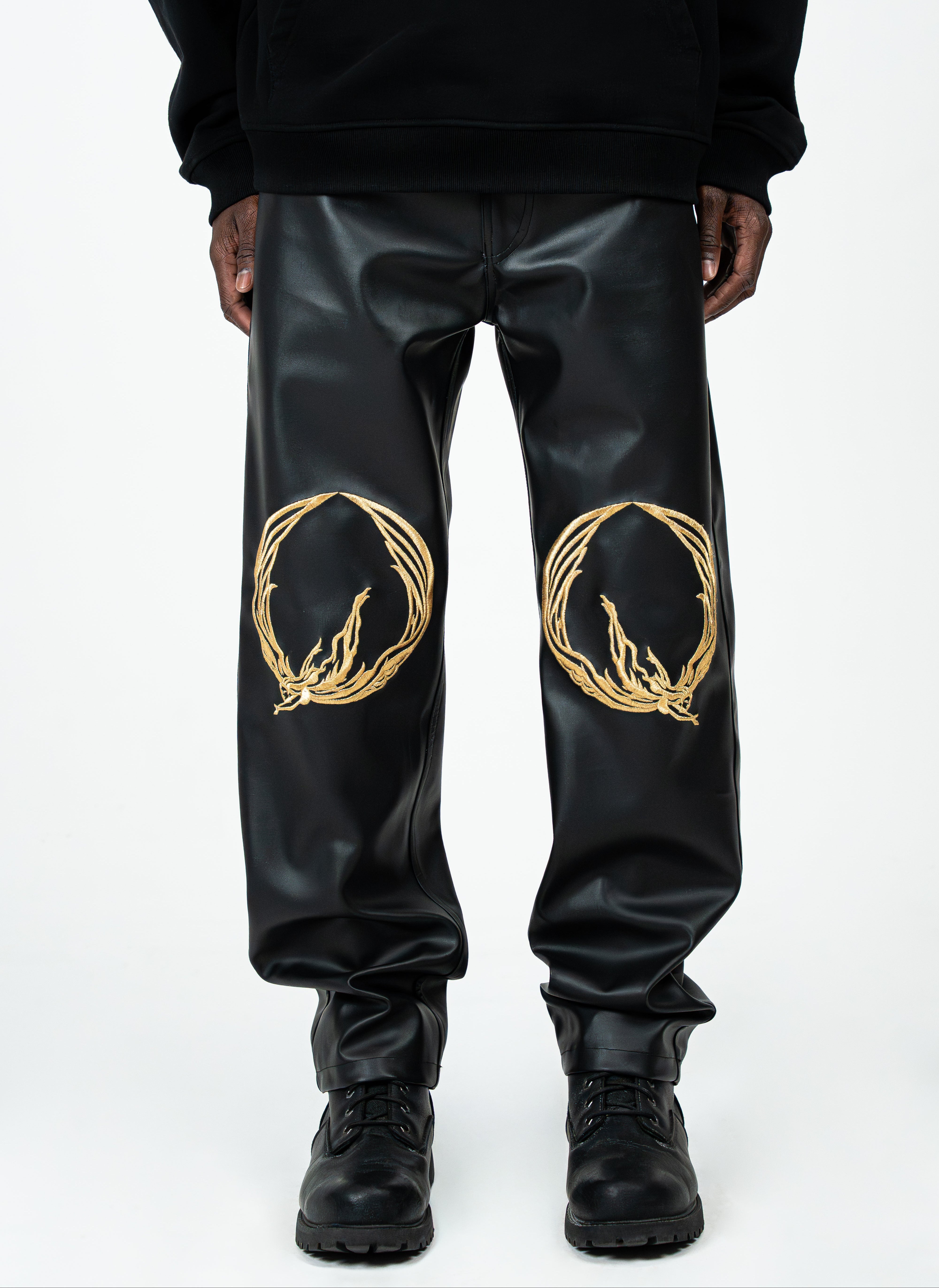 BLACK VEGAN LEATHER PANTS