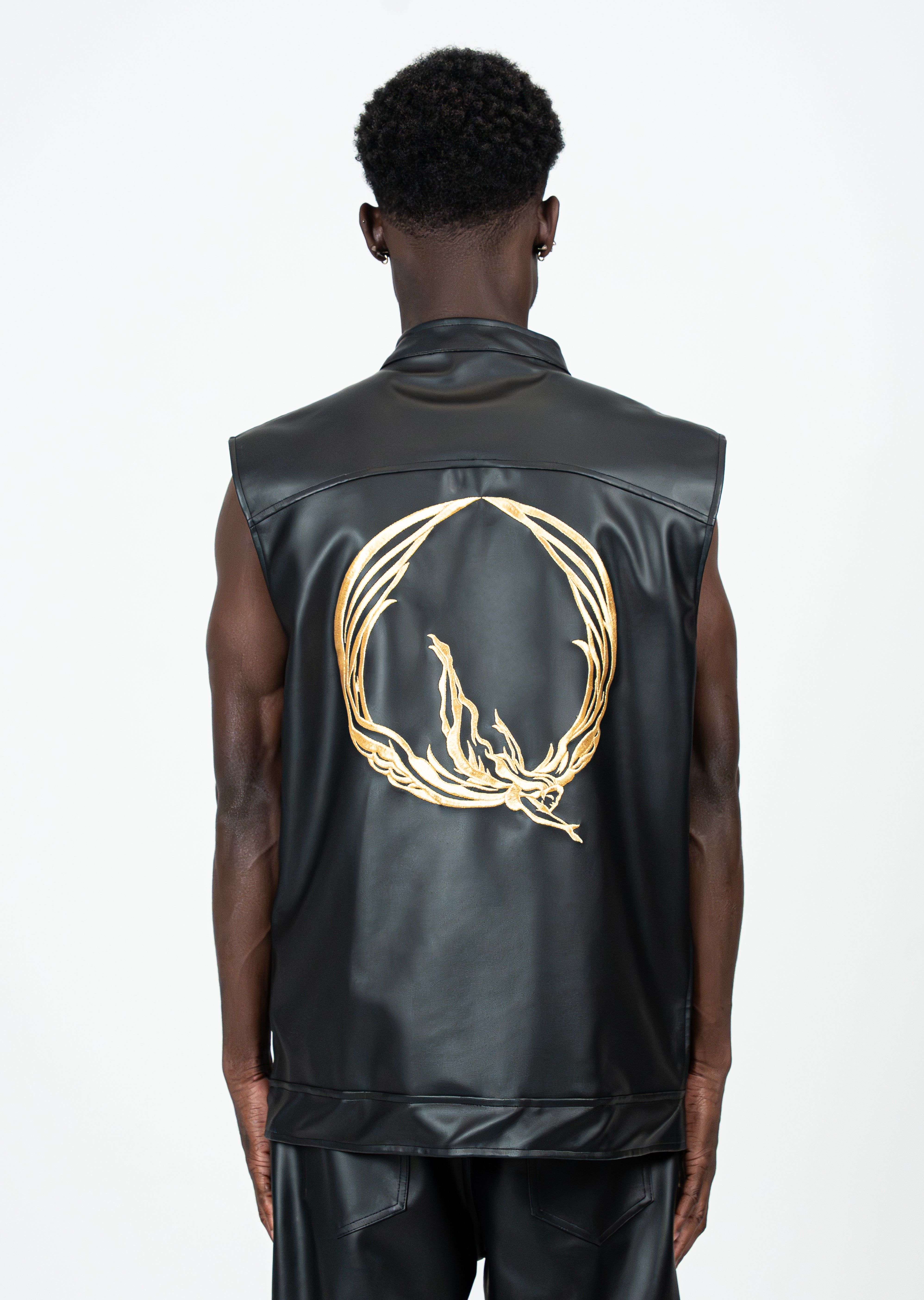 BLACK VEGAN LEATHER VEST