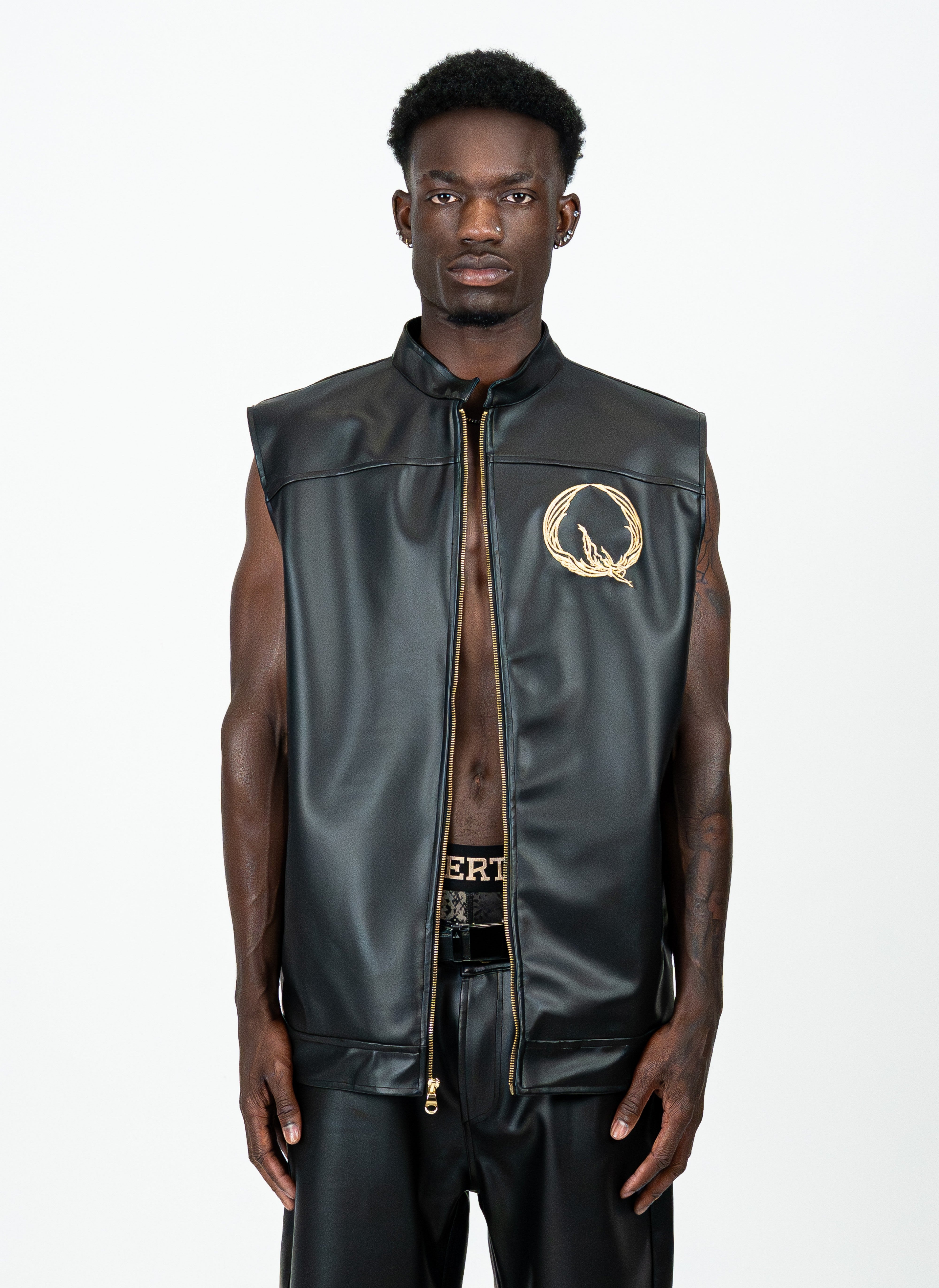 BLACK VEGAN LEATHER VEST
